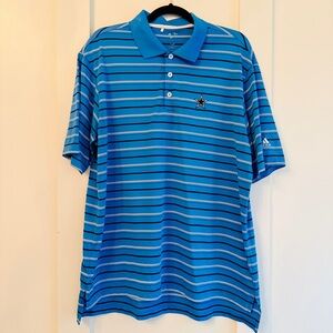 Blue Striped Golf Shirt with Dallas Cowboys logo